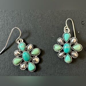 Chaps Vintage Genuine Semi-Precious Turquoise & Silver Tone Dangle Earrings